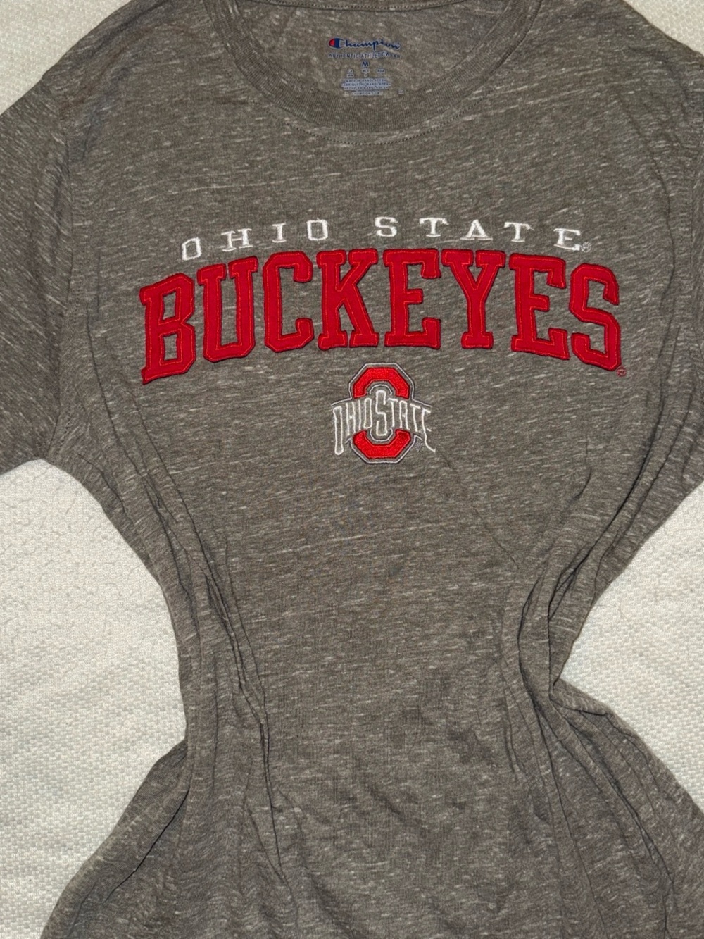 Champion Ohio State Buckeyes Gray Tee with Red Logo
